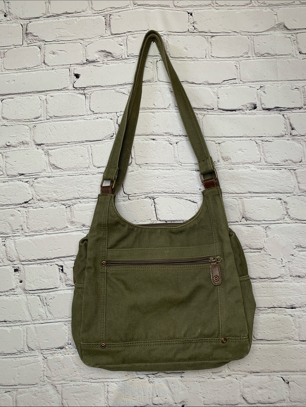 Olive Green Canvas Shoulder Bag